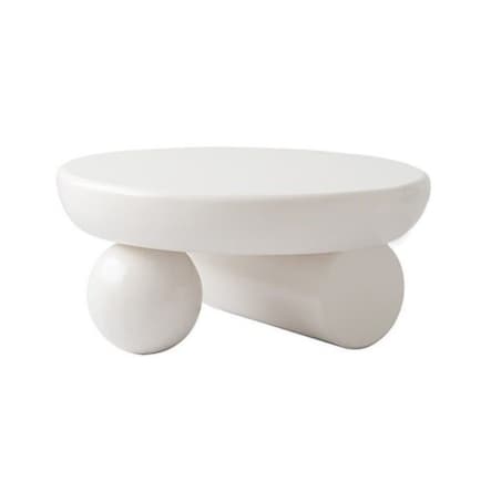 Stolik kawowy biały MDF Japandi 80x37 cm