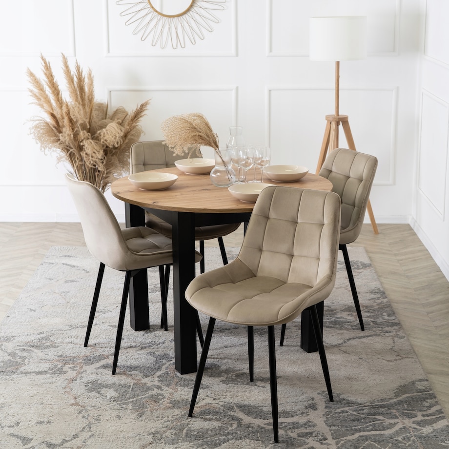 Krzesło Tapicerowane Welurowe Do Salonu Jadalni Kuchenne Beżowe CHRIS
