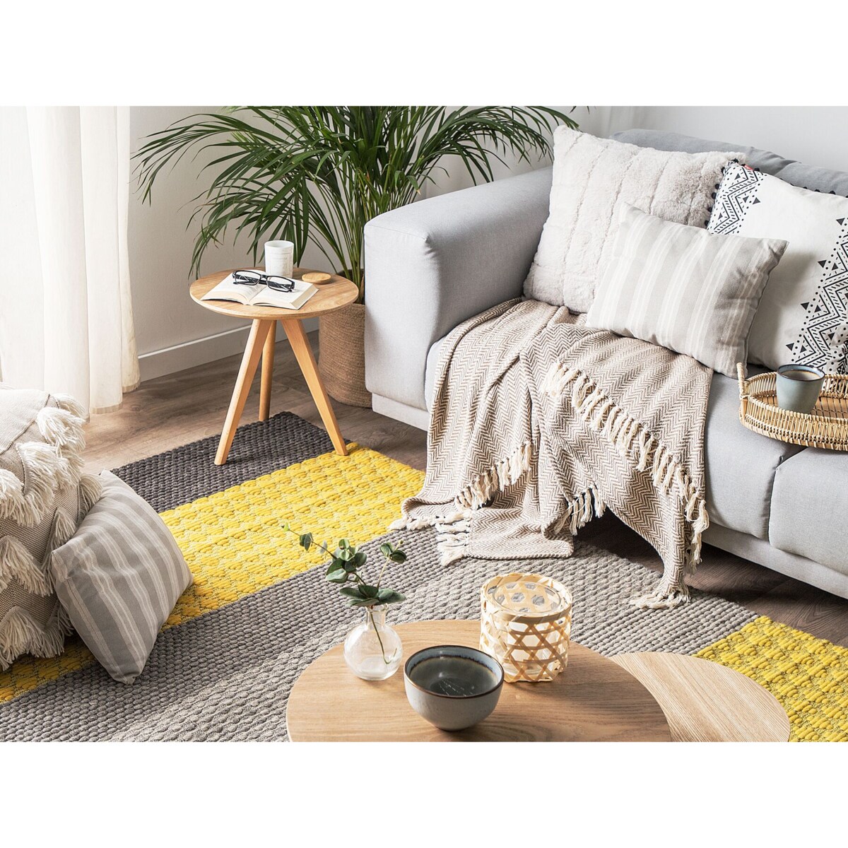 Dywan wełniany 140 x 200 cm żółto-szary AKKAYA