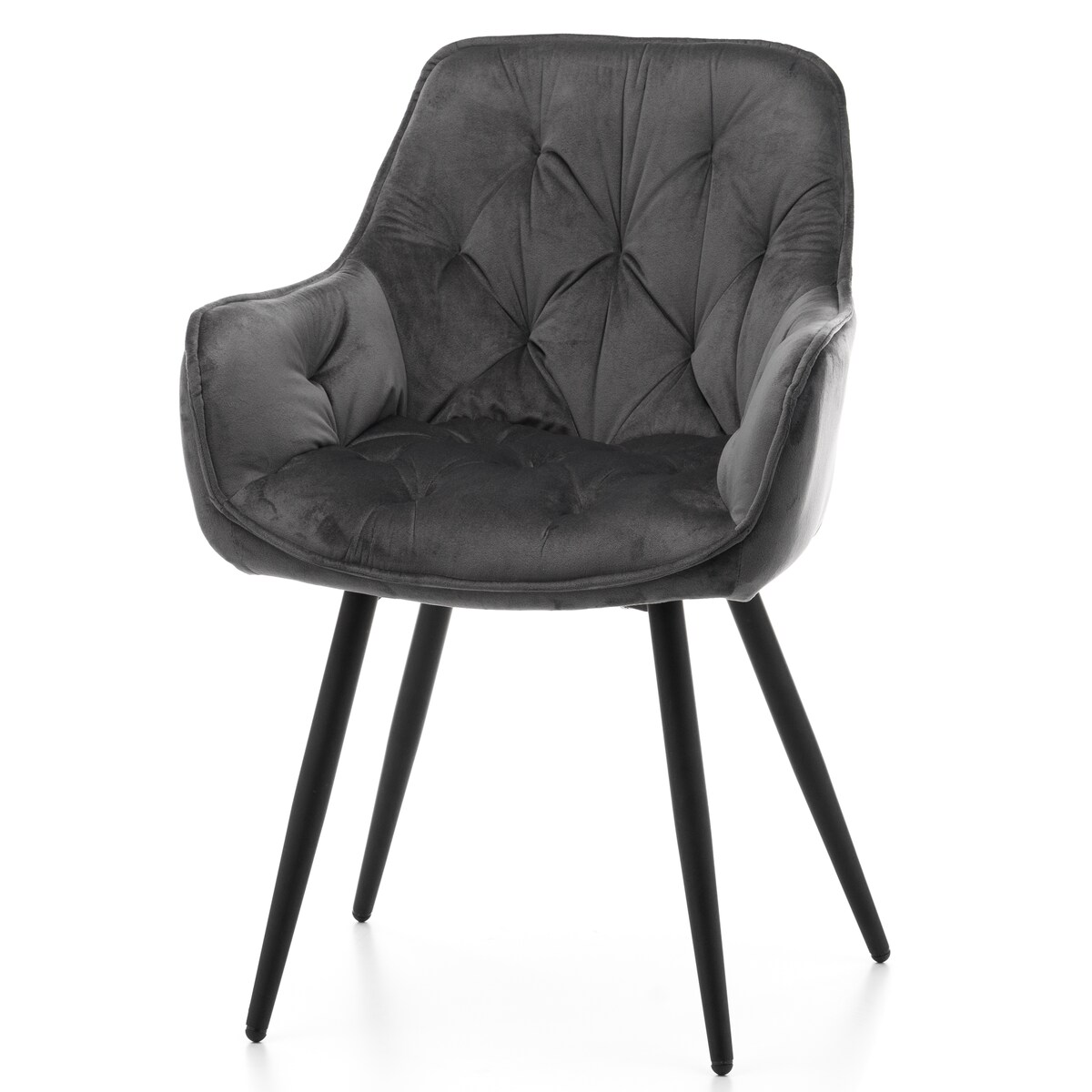 Krzesło tapicerowane pikowane do salonu jadalni welurowe SIENA szare