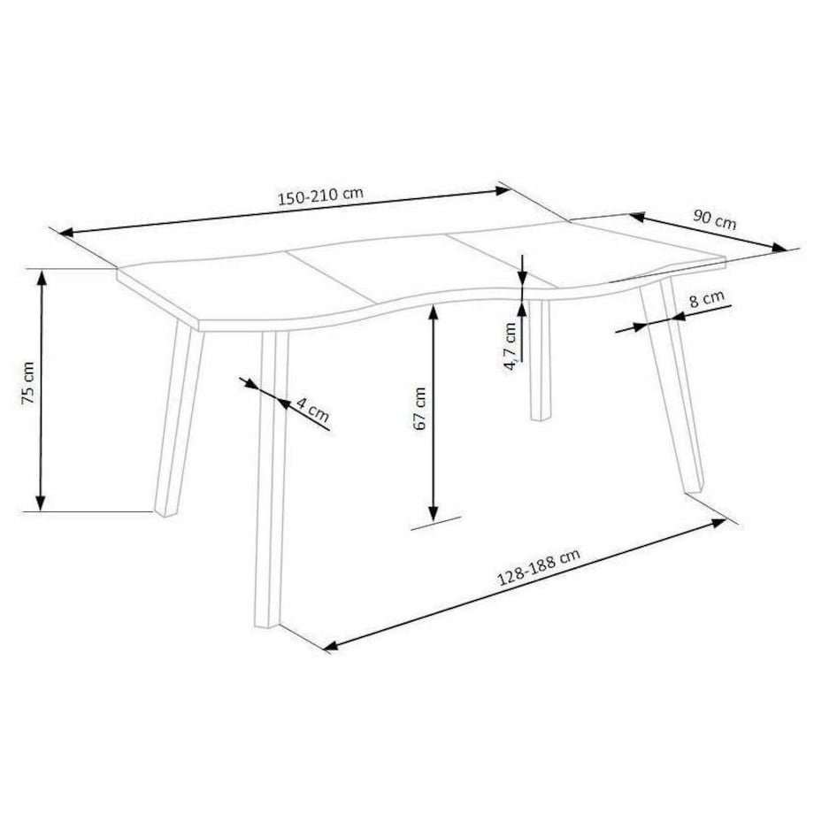 STÓŁ ROZKŁADANY Sonik 150-210 cm OKLEINA DĘBOWA czarne nogi
