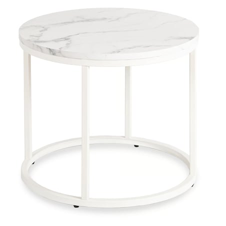 Stolik Kawowy Okrągły Loft Biały Marmur Mały Ława Okrągła Biała Mała AGNES