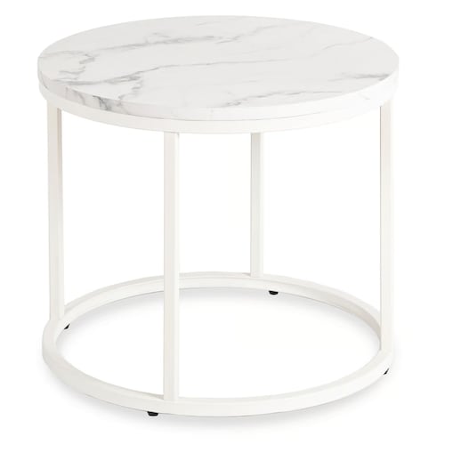Stolik Kawowy Okrągły Loft Biały Marmur Mały Ława Okrągła Biała Mała AGNES