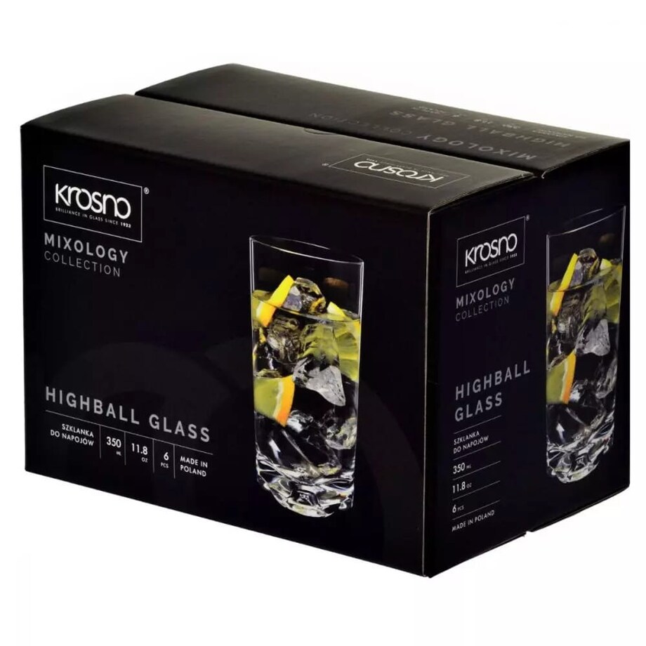 Szklanki do Wody Napojów Drinków Wysokie Long Komplet Krosno 6 szt 350 ml