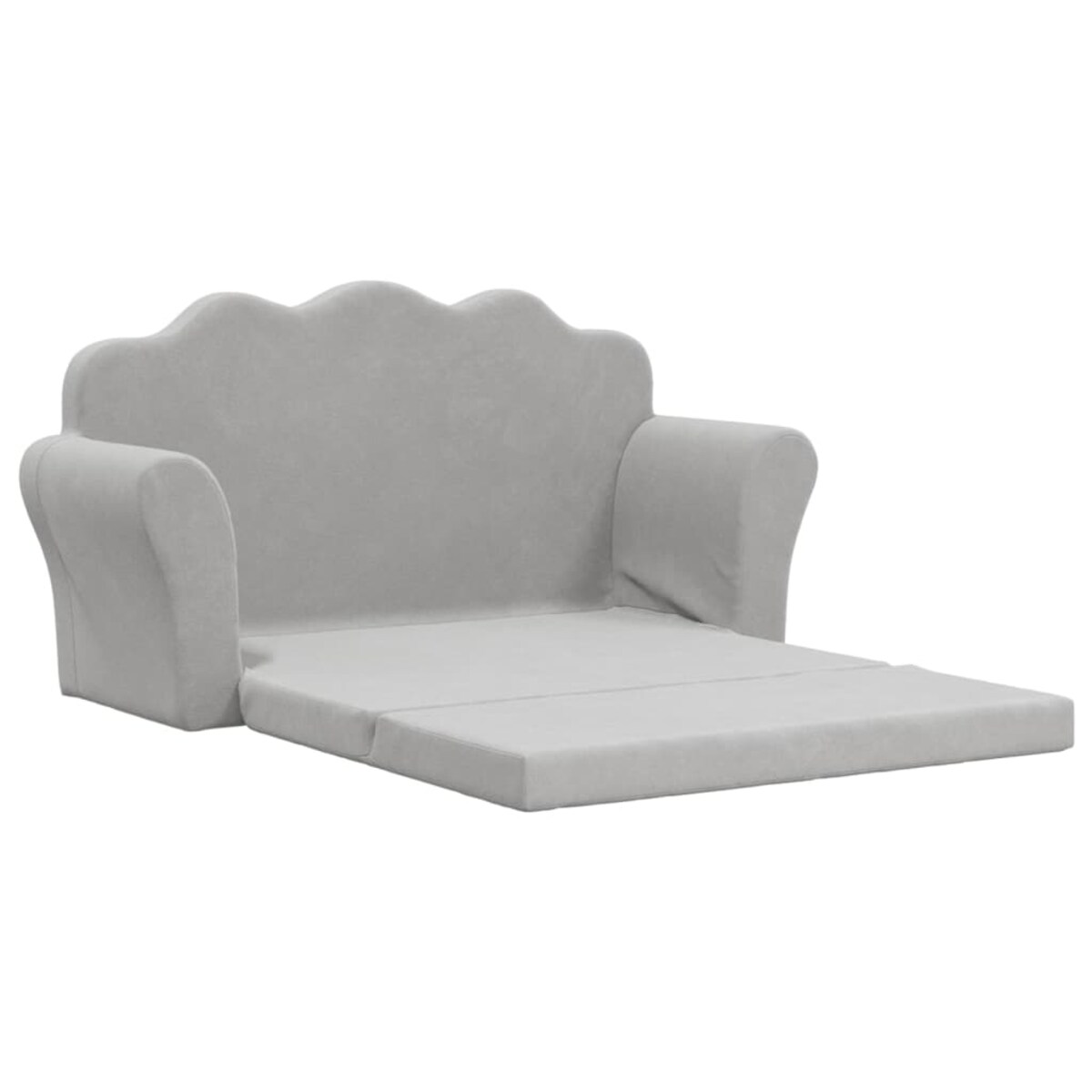 vidaXL 2-os. sofa dla dzieci, rozkładana, jasnoszara, miękki plusz