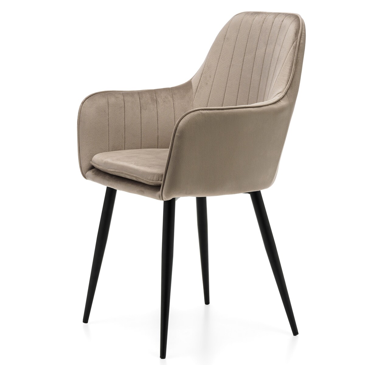 Krzesło tapicerowane EMILIA ciemnobeżowa welur salon jadalnia