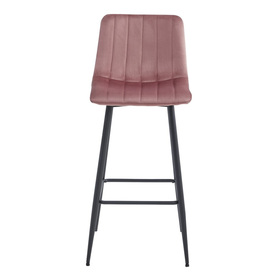 Hoker Do Jadalni Kuchni Baru Wysoki Pozza - Aksamit Ciemny Róż / Nogi Czarne X 2