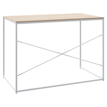 vidaXL Biurko komputerowe, biało-dębowe, 110x60x70 cm