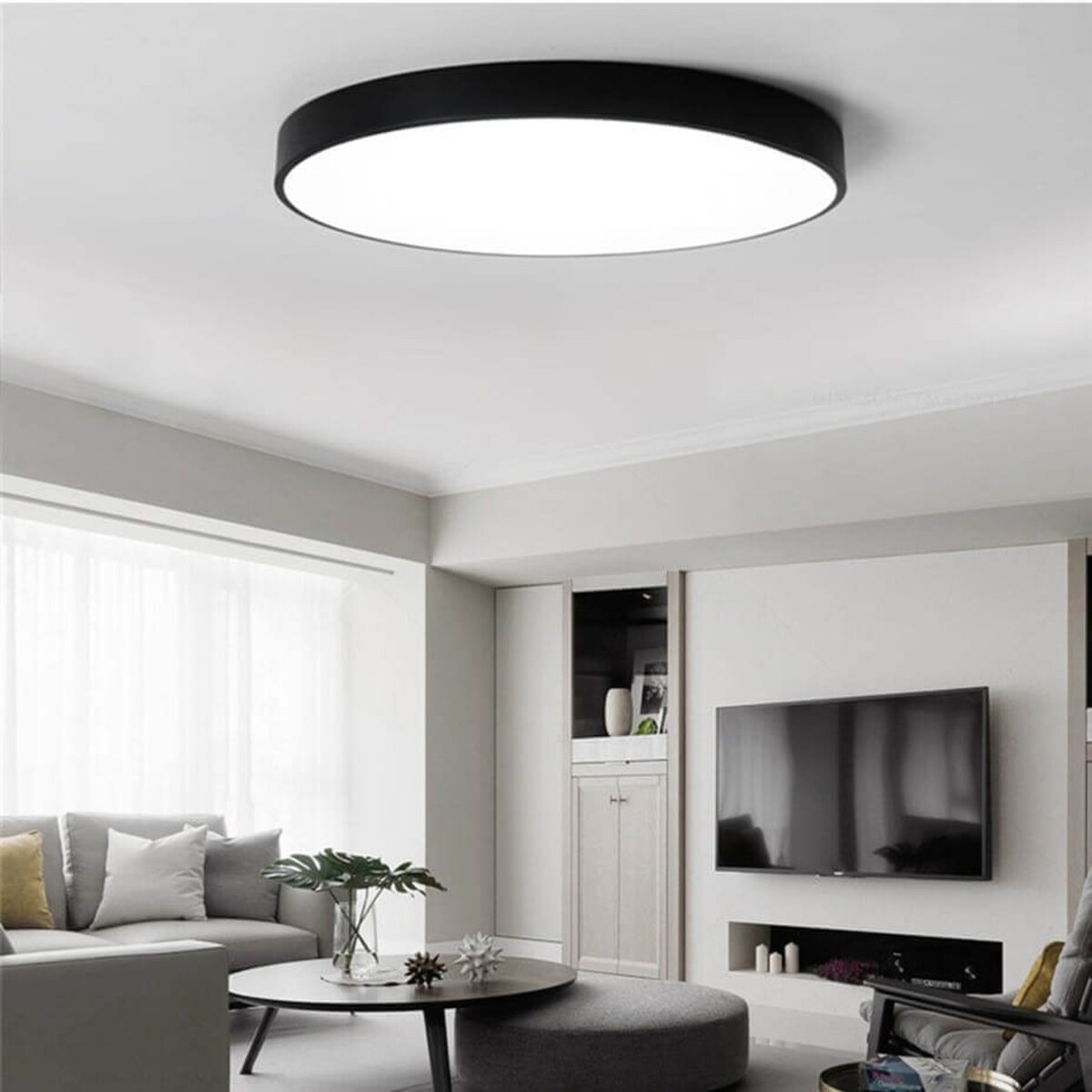 Okrągły plafon Simplicate ABR-PLOU-18-IP-C-NW Abruzzo LED 19W 4000K IP44 czarny biały