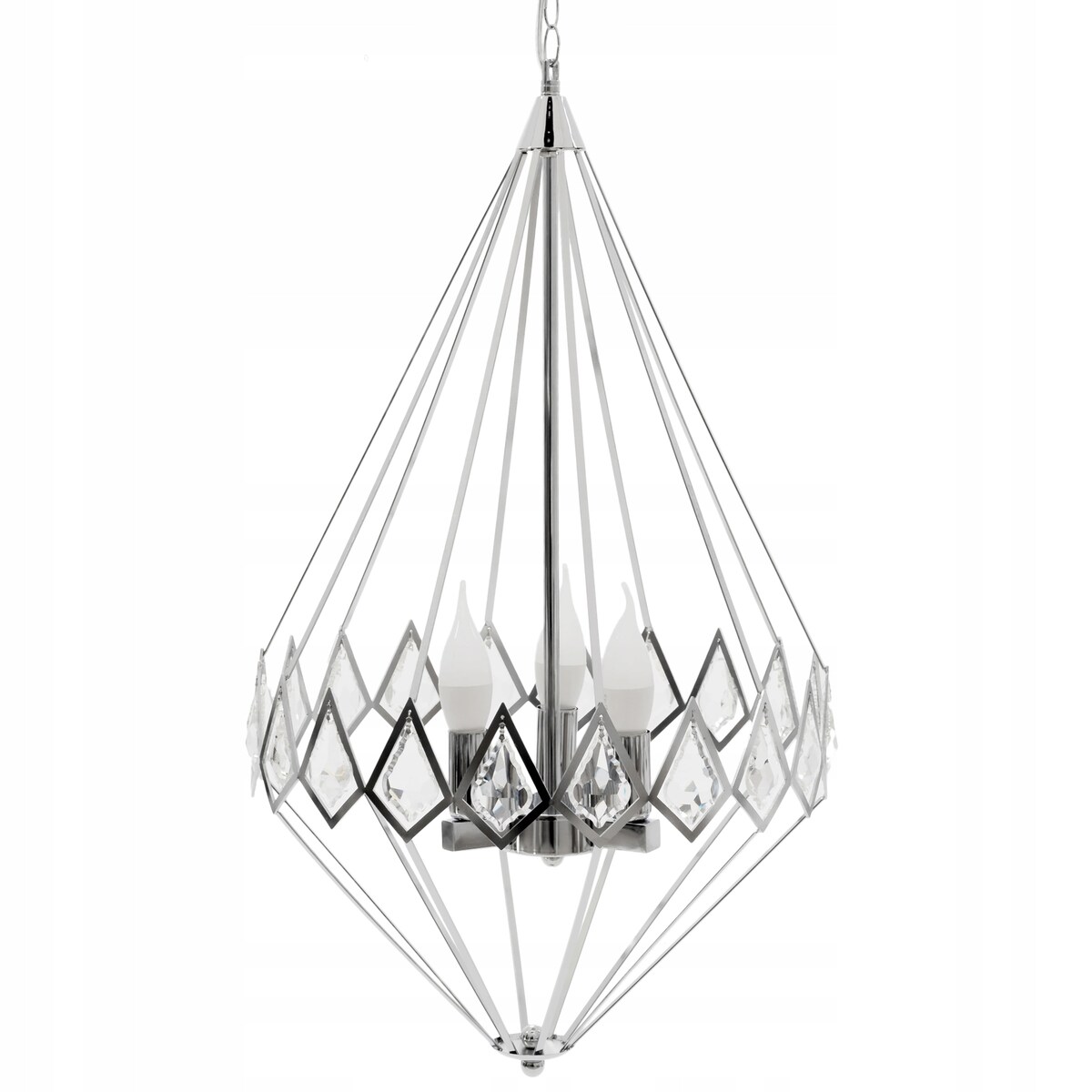 Lampa Wisząca Kryształowa Chrom Diament Żyrandol