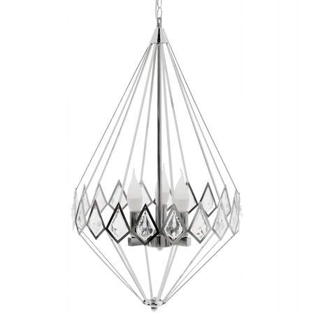 Lampa Wisząca Kryształowa Chrom Diament Żyrandol