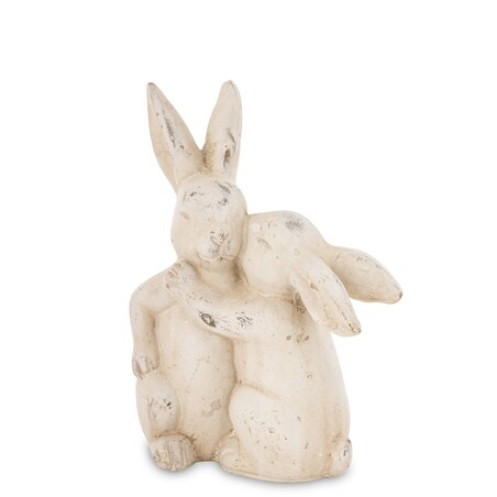 Dekoracja - beżowe króliki 19,5x15x8 cm ALBIA-2 z synkiem, small