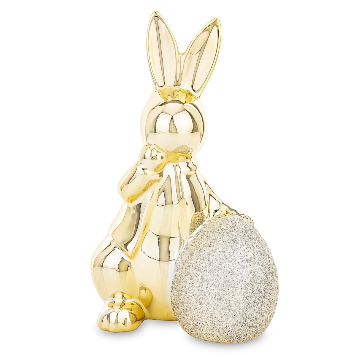 Dekoracja - złoty królik z jajkiem 18x10x11 cm