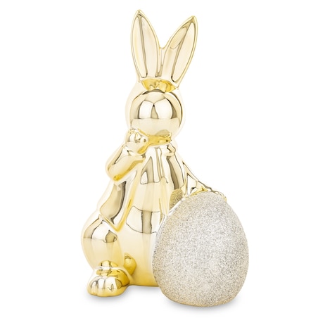 Dekoracja - złoty królik z jajkiem 18x10x11 cm