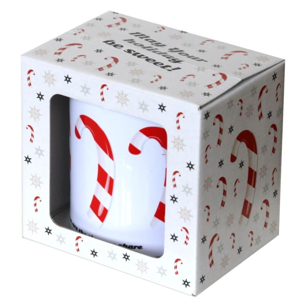 KUBEK NA KAWĘ HERBATĘ CZEKOLADĘ Z MOTYWEM ŚWIĄTECZNYCH LASEK CANDY 300ML - PREZENT UPOMINEK NA MIKOŁAJA ŚWIĘTA GWIAZDKĘ BOŻE NARODZENIE POD CHOINKĘ DLA KOBIETY FACETA