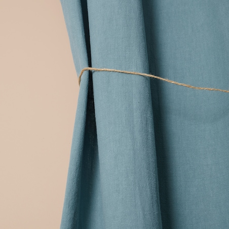 Lniana zasłona w kolorze zgaszonego turkusu Merida 140x250