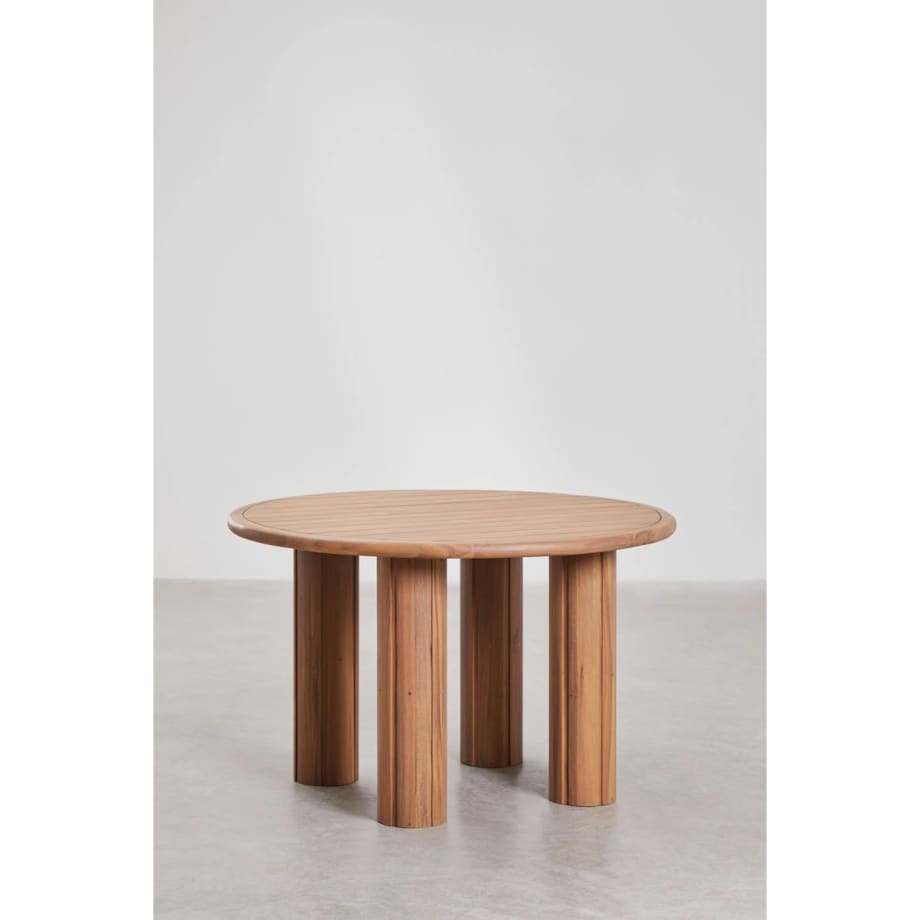 Stół ogrodowy Ø120 cm i 6 krzeseł, drewno akacjowe Danara/Elmina