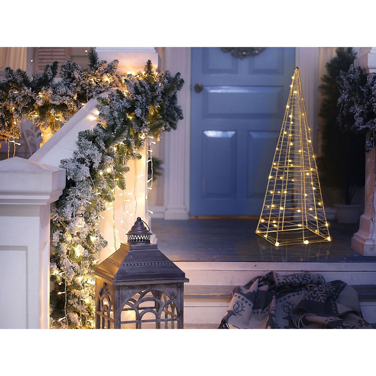 Dekoracja ogrodowa LED choinka 60 cm srebrna PUKSALA