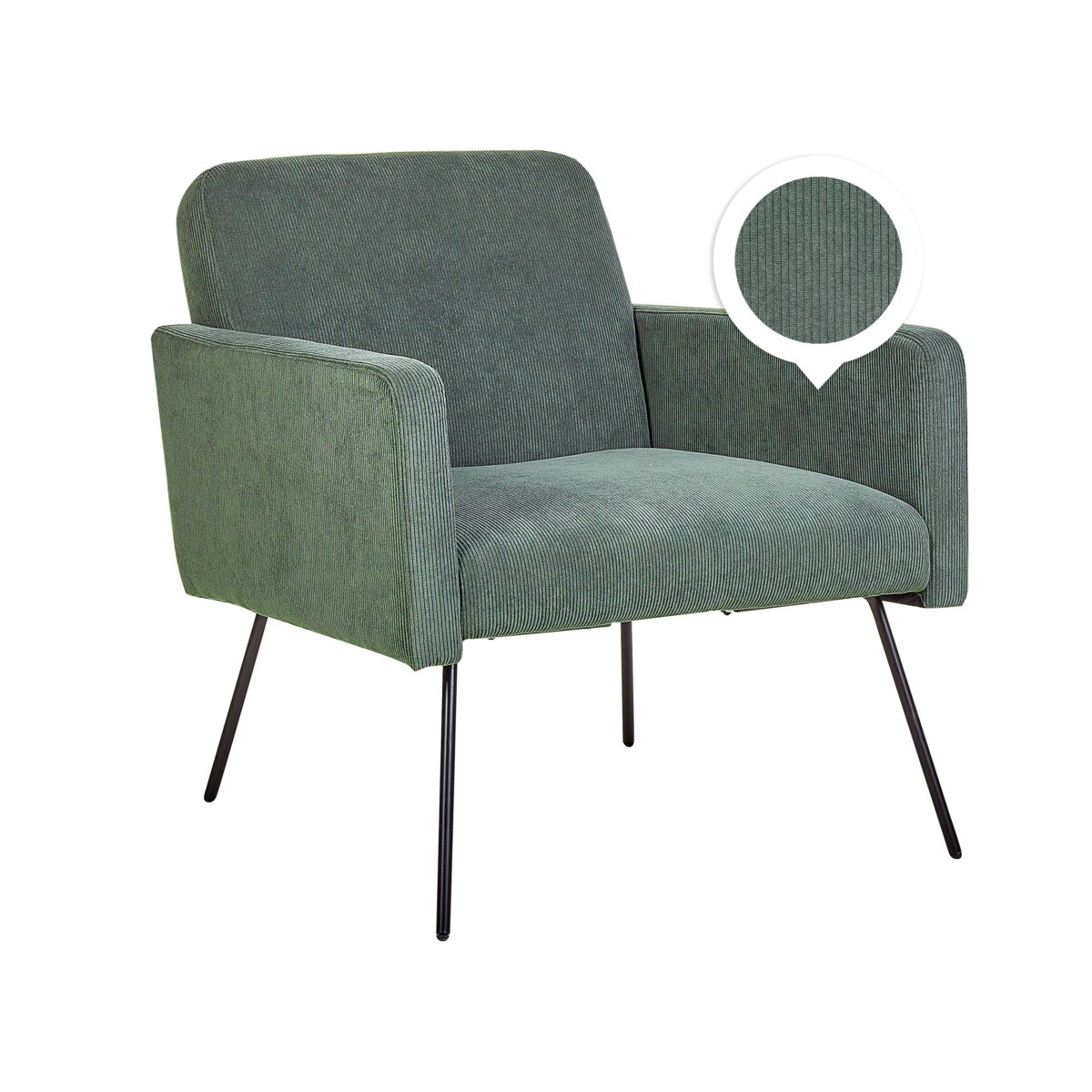 Fotel sztruksowy ciemnozielony NARKEN