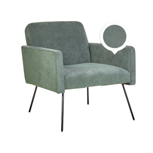 Fotel sztruksowy ciemnozielony NARKEN