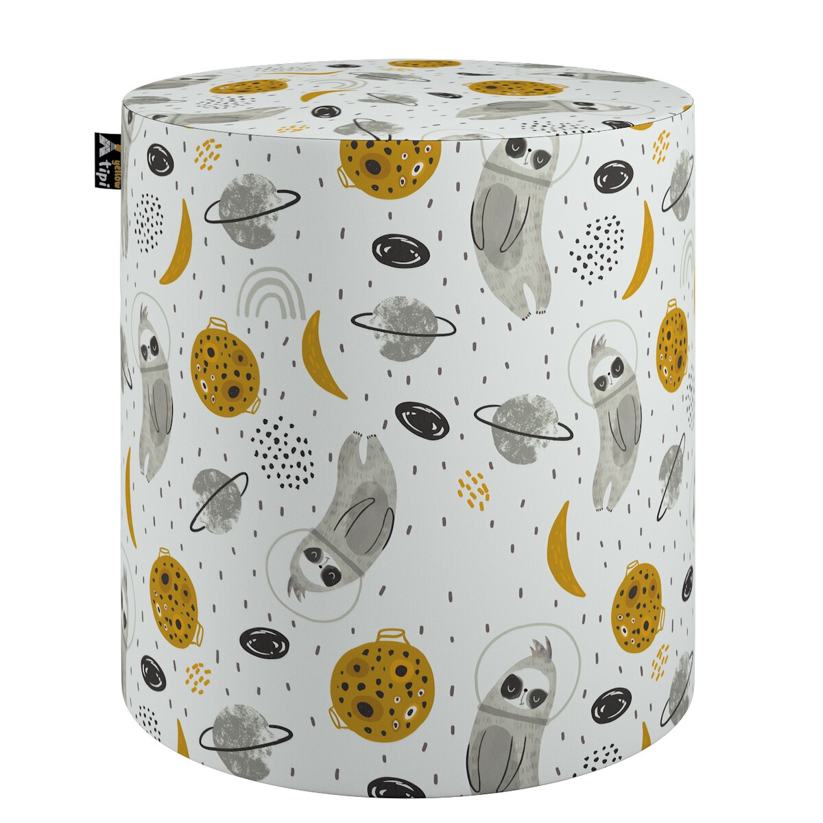 Puf Bobby, biało-szara, ø40, wys. 40 cm, Magic Collection