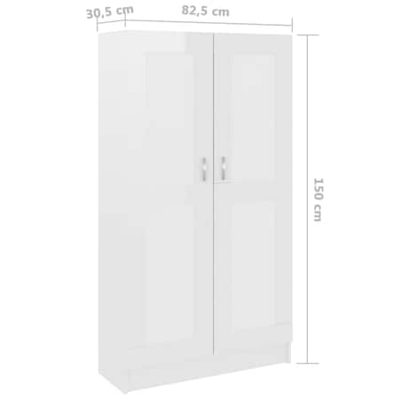 vidaXL Szafka na książki, biała, wysoki połysk, 82,5x30,5x150 cm