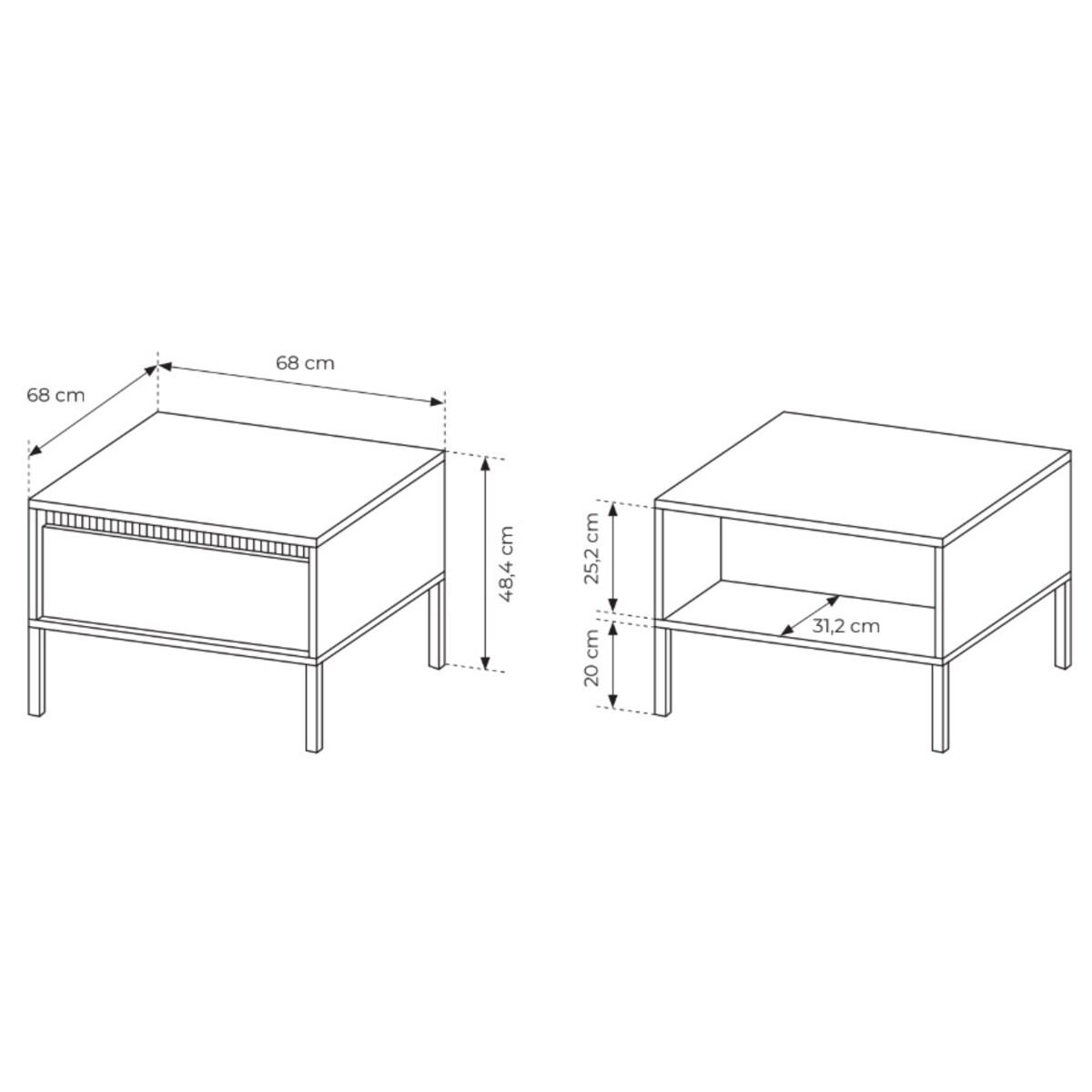 Stolik kawowy 1S ENSO czarny, na stylowych nóżkach