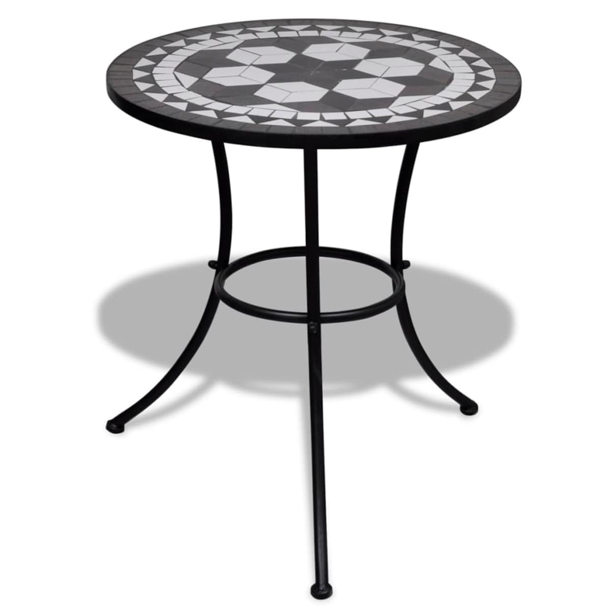 vidaXL Stolik bistro, czarno-biały, 60 cm, mozaikowy