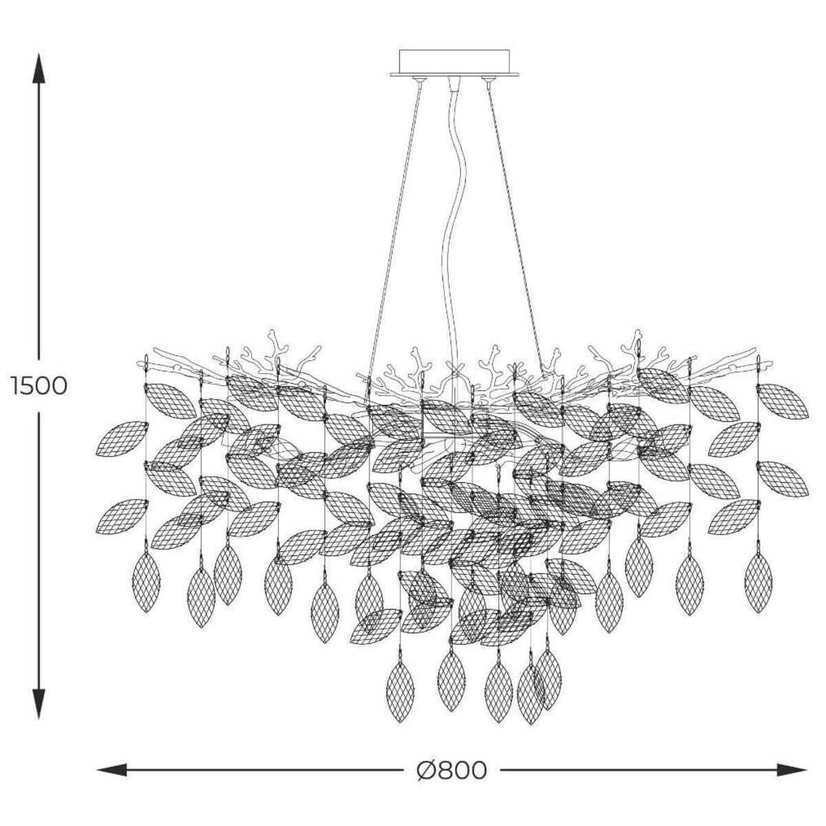 Kryształowa lampa wisząca Cindy MD4115-1-EGN Zumaline gałązki crystals złote