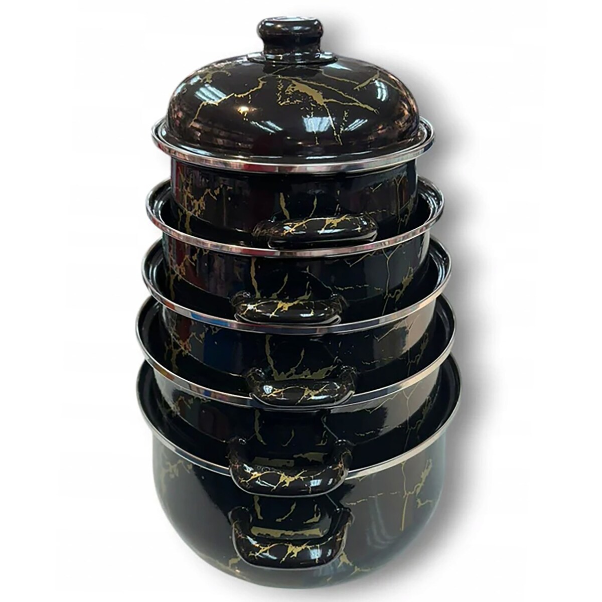 Zestaw 10-Częściowy Emaliowanych Garnków Do Gotowania Na Gaz I Indukcję