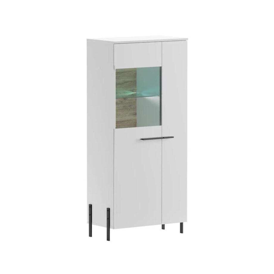 Witryna niska JUSTINE 2D biała/biały połysk