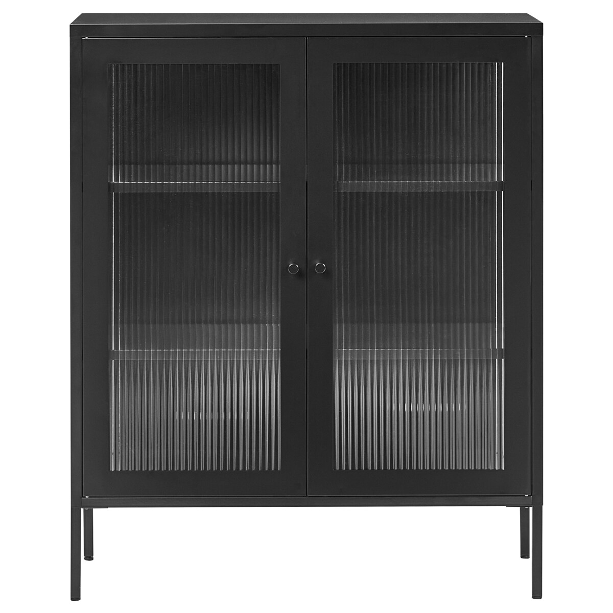Szafka ze szklanymi drzwiami LERRYN Metal 90 cm Czarny