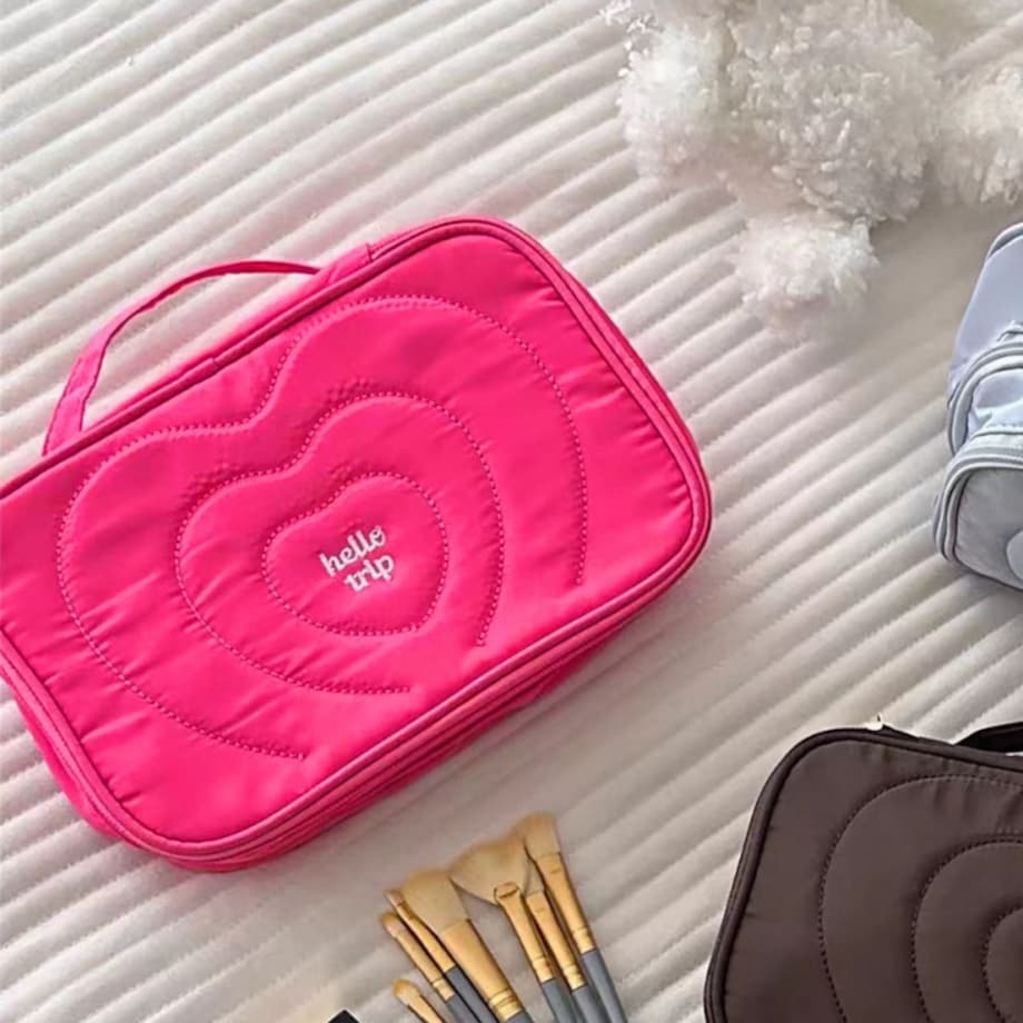 Kosmetyczka damska pikowana kuferek z rączką 24 x 9 x 15 cm KS132R