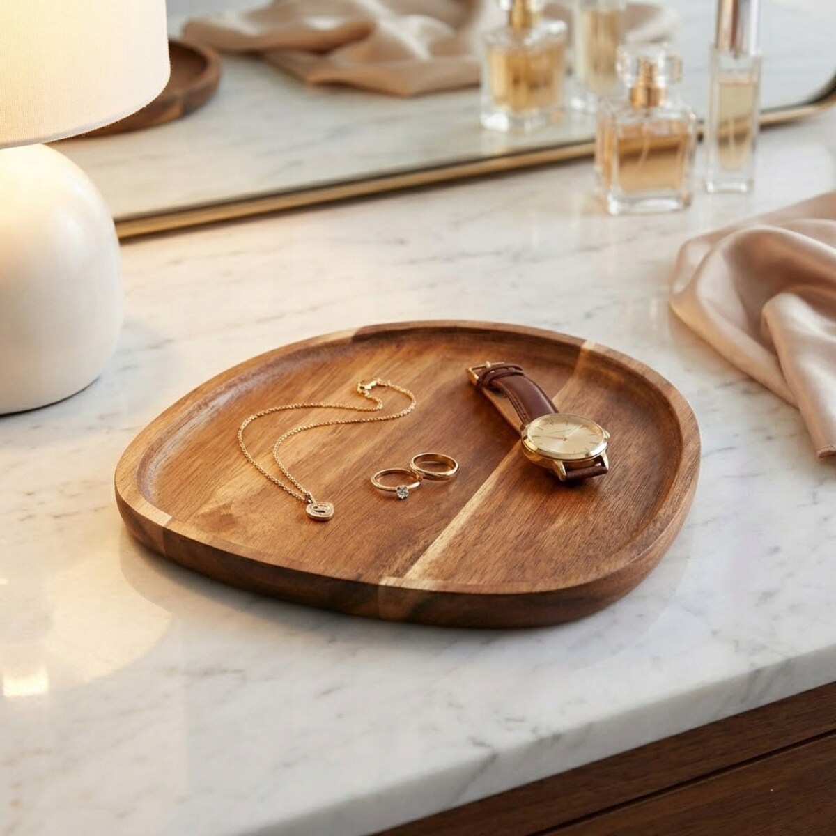 TACA KUCHENNA DREWNIANA NA NACZYNIA KLUCZE BOHO TACKA DO SALONU DOMU 20cm