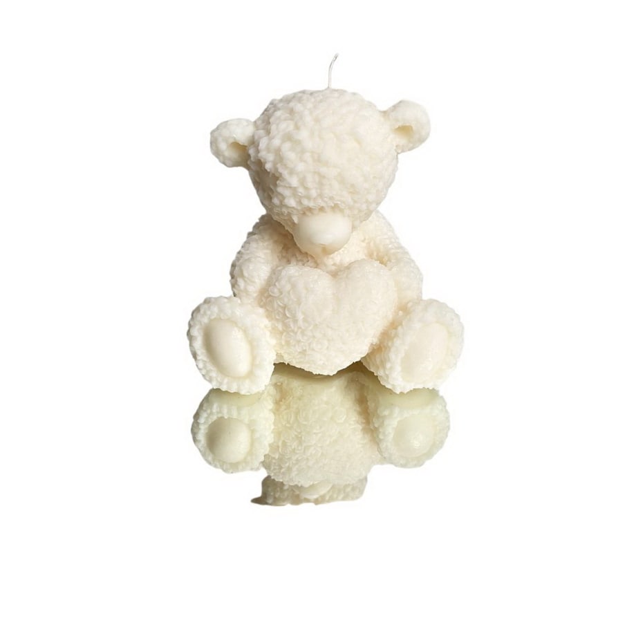 Świeca sojowa ekologiczna dekoracyjna miś misiu "Teddy Bear" 75x75mm biała