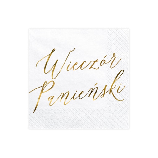 Serwetki Wieczór panieński, biały, 33x33cm (1 op. / 20 szt.)