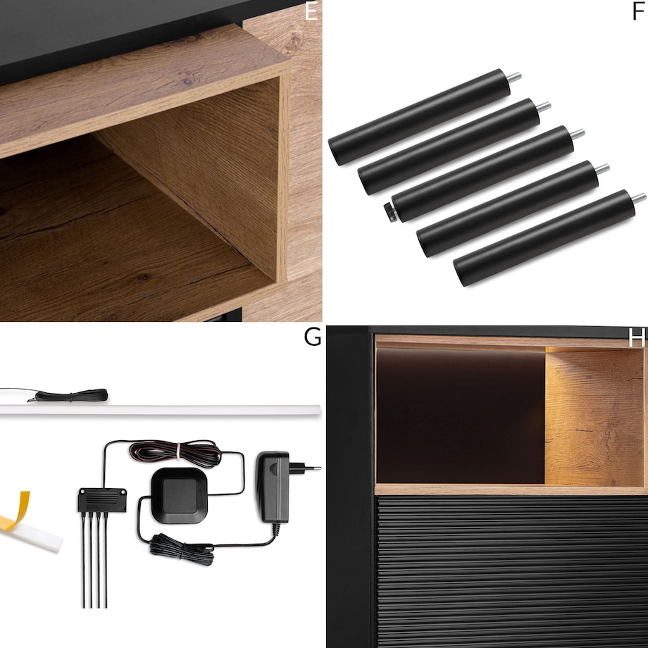 KONSIMO LOFTY Komoda loft na wysokich drewnianych nóżkach