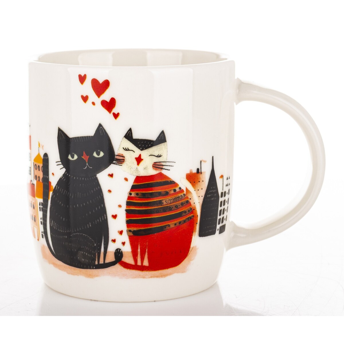 Kubek porcelanowy 350 ml koty 9x12,5x8,5 cm BLACK-RED