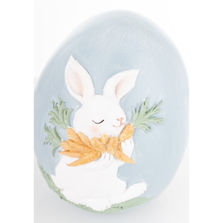 Dekoracja - jajko ozdobne 12x9x9 cm PISANKA niebieska z królikiem