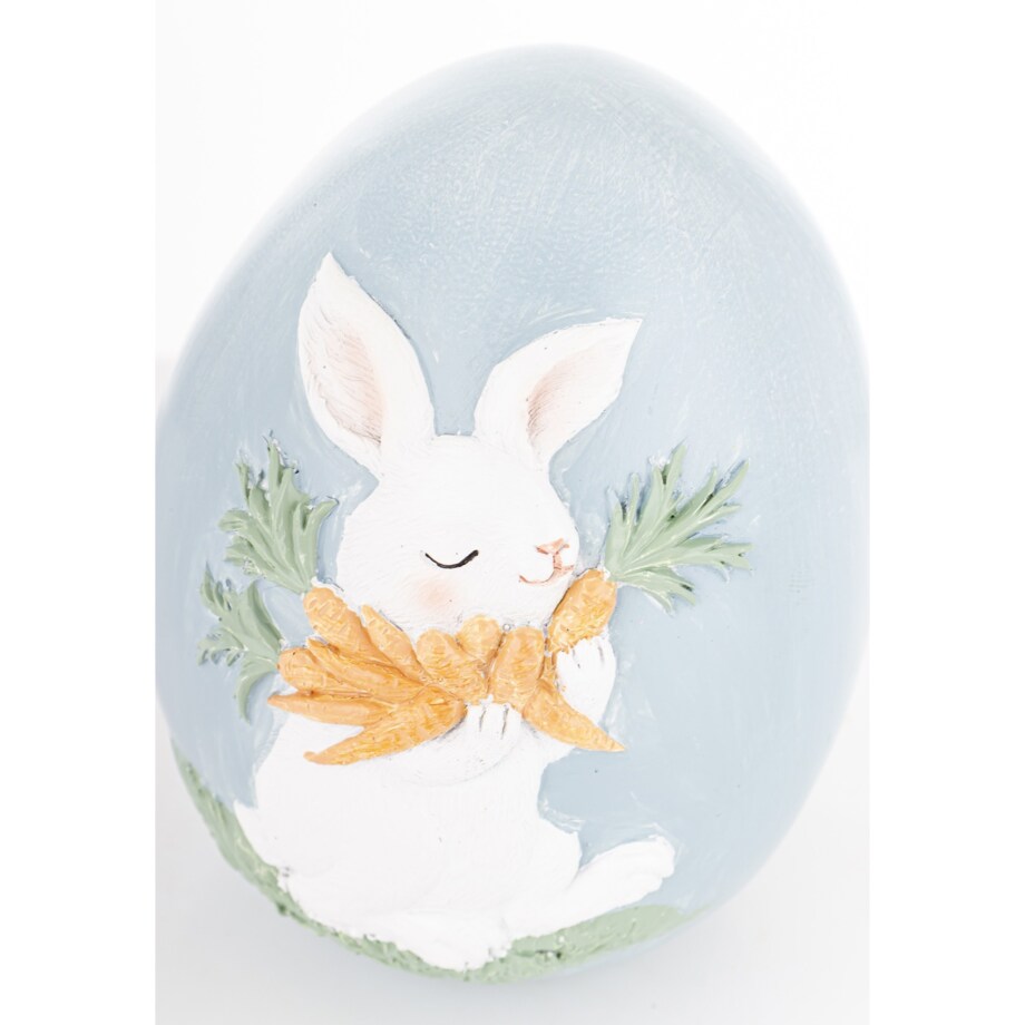 Dekoracja - jajko ozdobne 12x9x9 cm PISANKA niebieska z królikiem