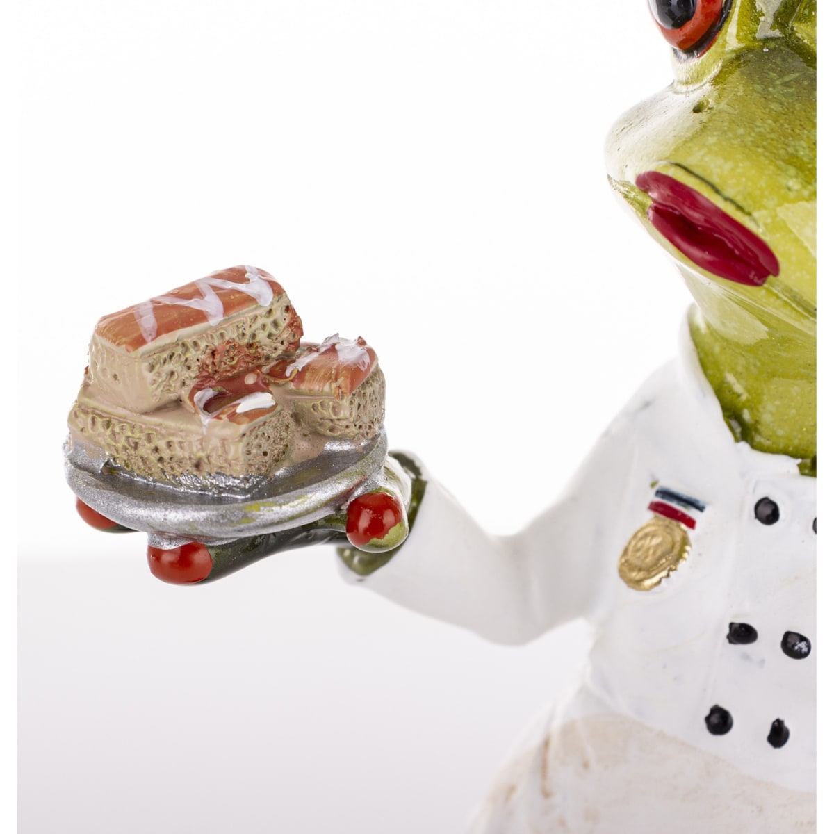 Figurka - żabka 17x8x4,5 cm FROGG z ciastkami w łapce