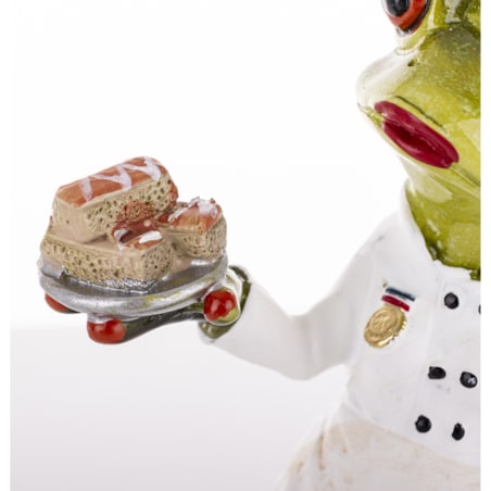 Figurka - żabka 17x8x4,5 cm FROGG z ciastkami w łapce