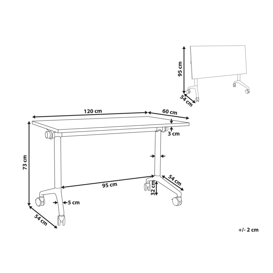 Składane biurko CAVI Biały 120 cm 60 cm Z kółkami