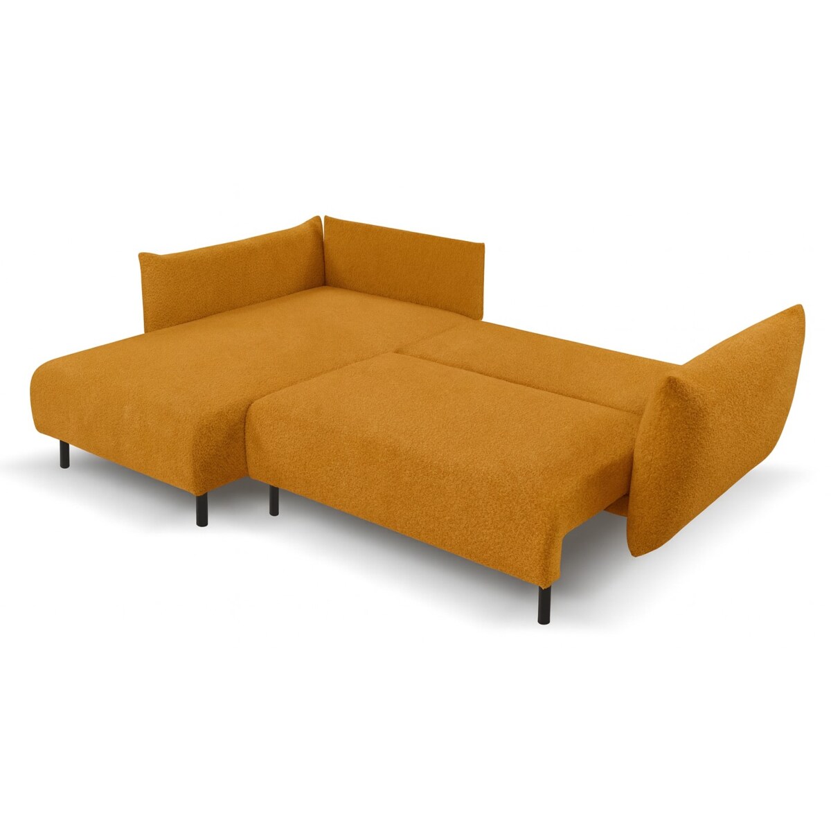 Narożnik DELI z funkcją spania na nóżkach, lewostronny, pomarańczowy