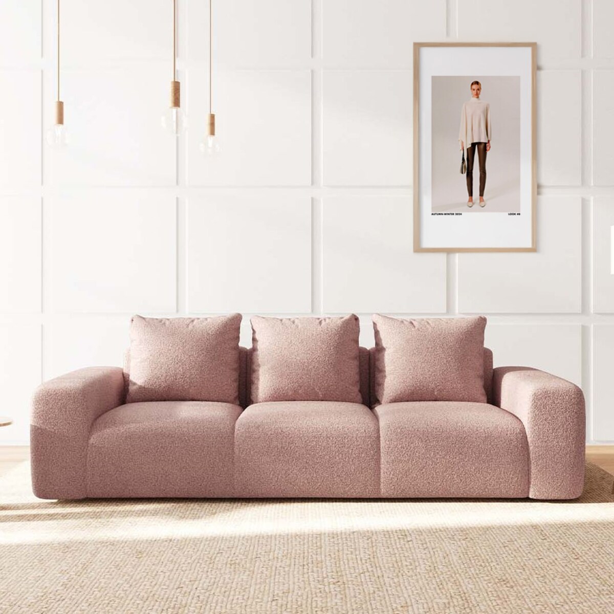 Monce Sofa 3 osobowa pastelowy różowa