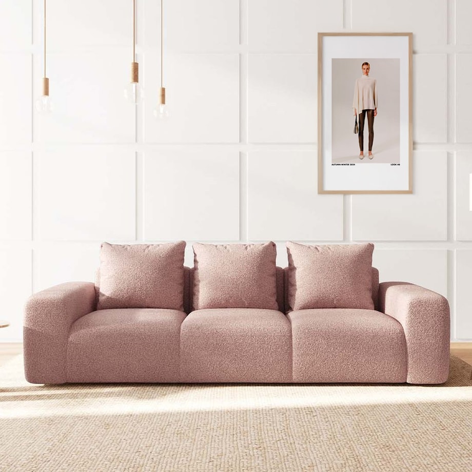 Monce Sofa 3 osobowa pastelowy różowa
