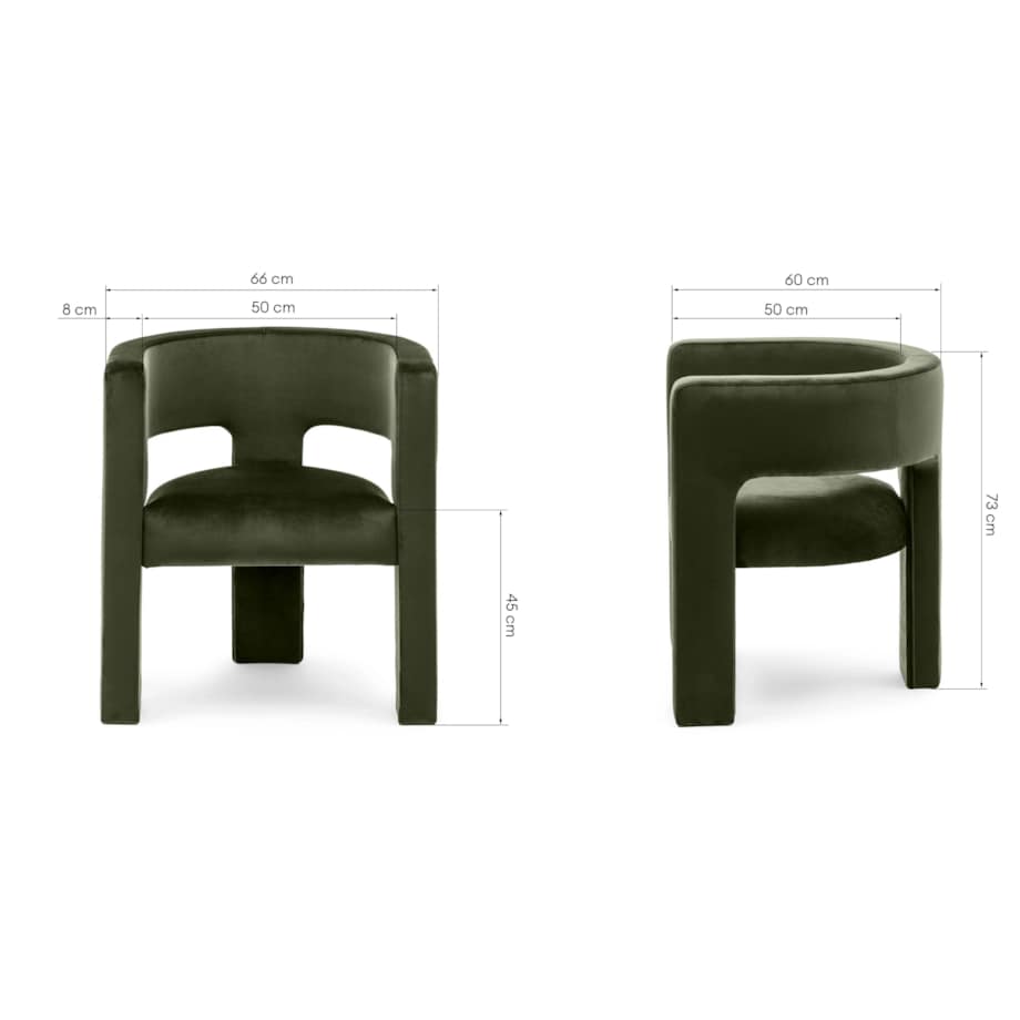 Fotel wypoczynkowy aksamitny oliwkowo-zielony Tiana