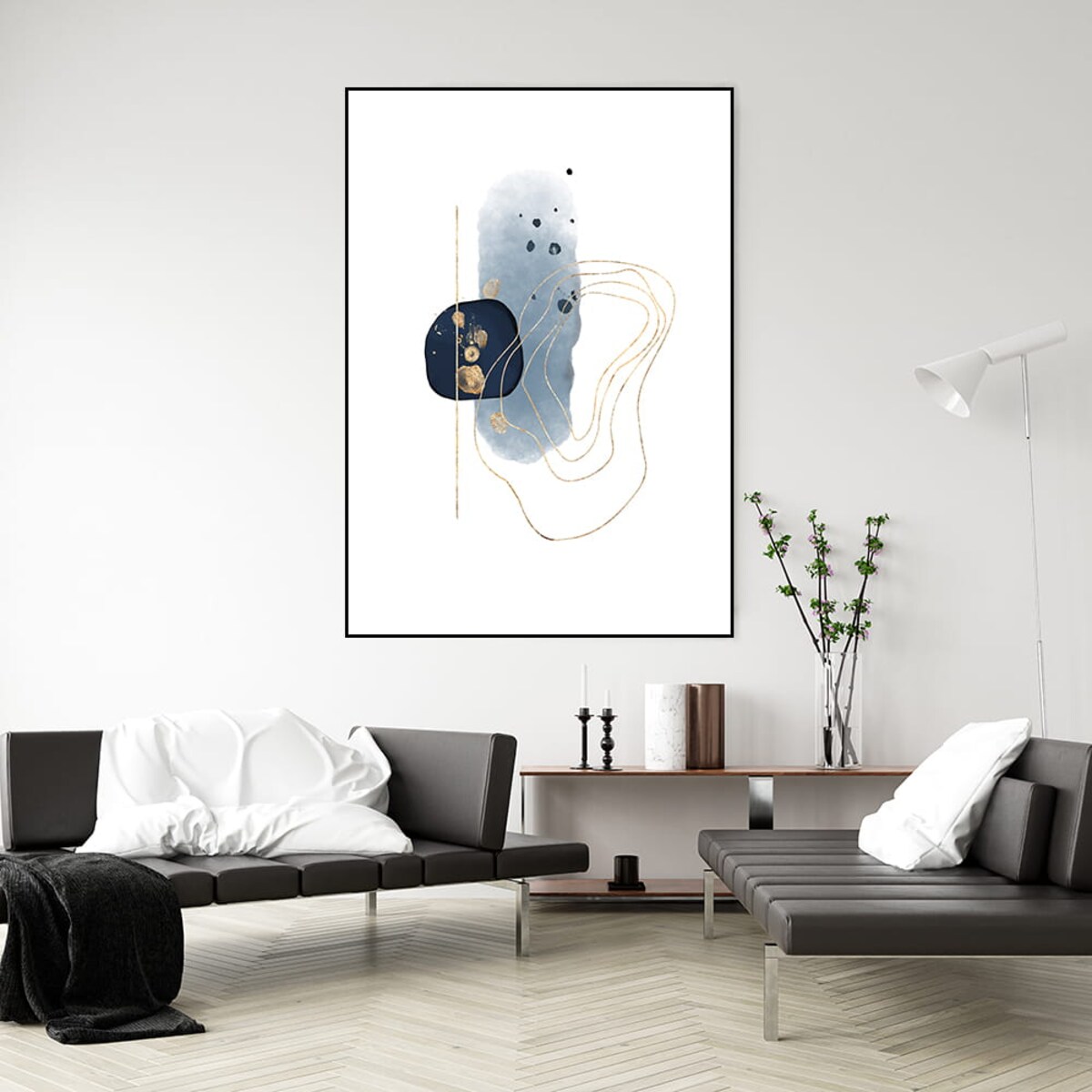 plakat abstract blue and gold no 3 50x70 cm