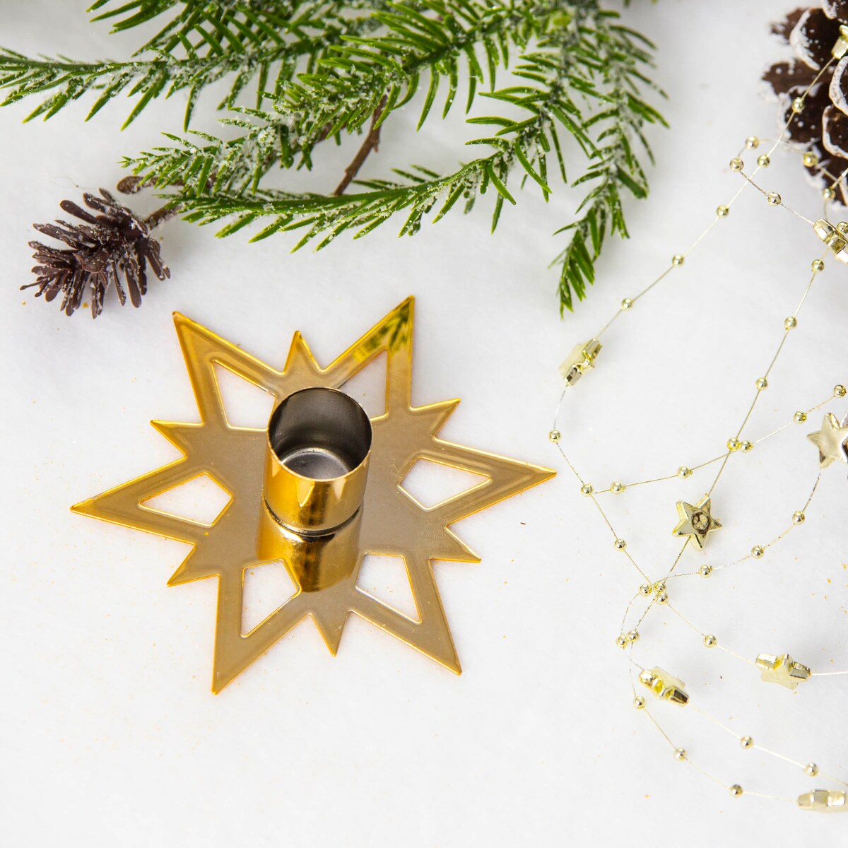 Świąteczny Świecznik Na Świeczkę Candleholder Boże Narodzenie Złoty Gwiazda