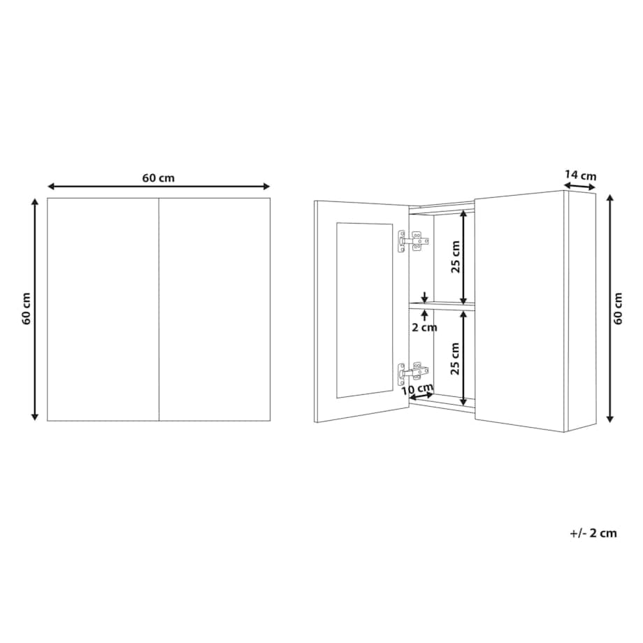Szafka łazienkowa wisząca z lustrem 60 x 60 cm biała NAVARRA